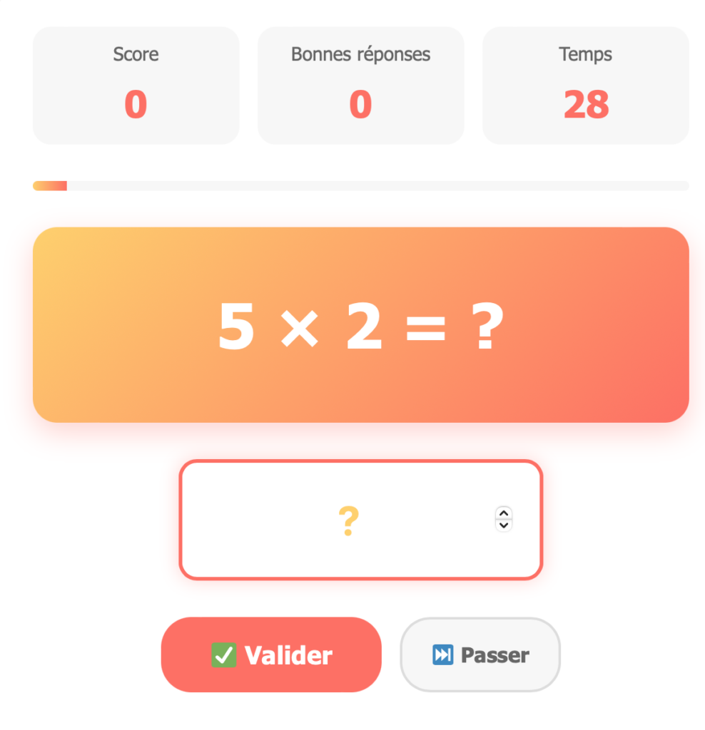 Calcul mental en ligne
