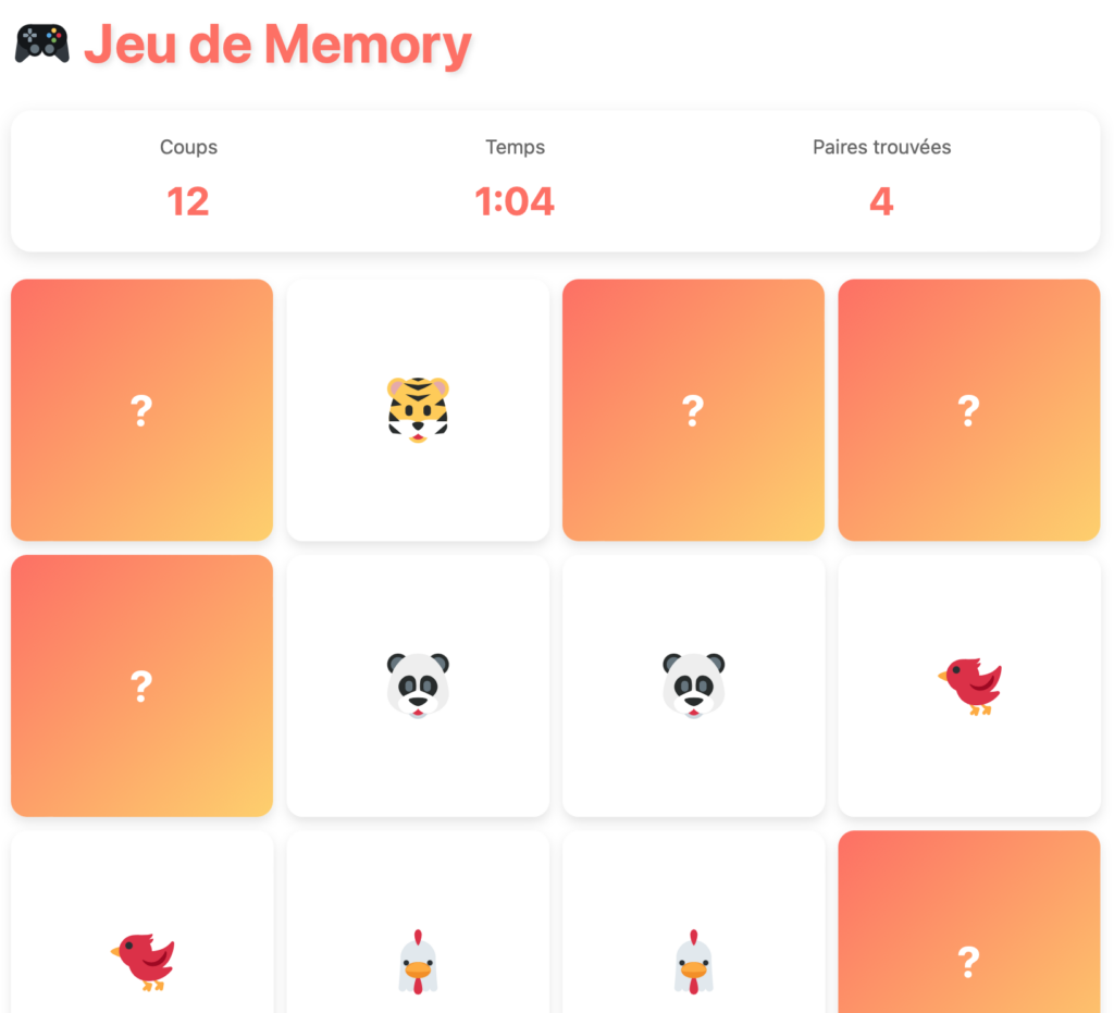Jeu de Memory