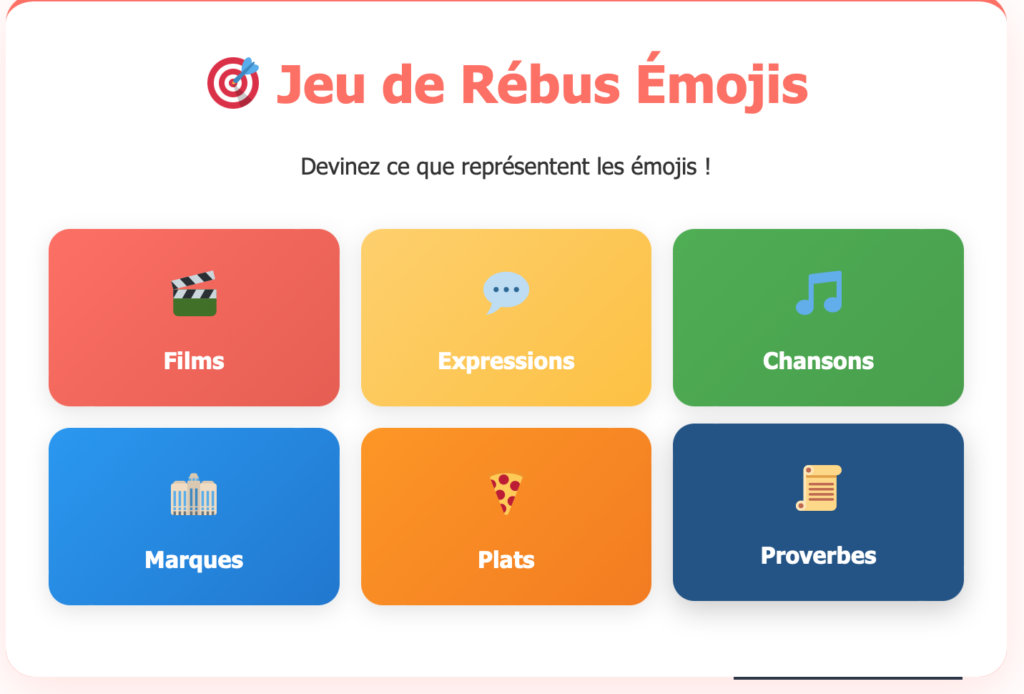 Jeu de rébus devinette émojis en ligne