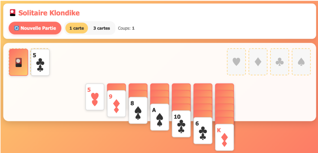 Solitaire Klondike jeu en ligne
