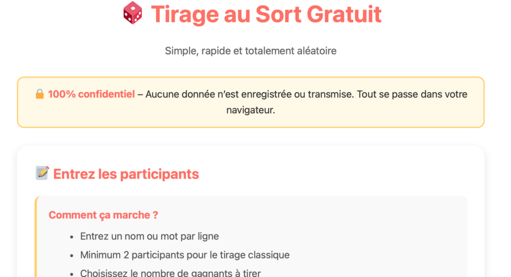 Tirage au sort en ligne gratuit sans email et sans inscription
