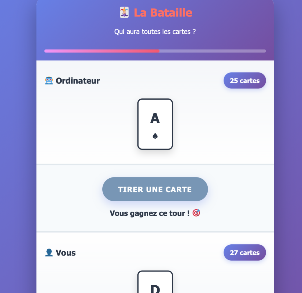 La bataille jeu de cartes