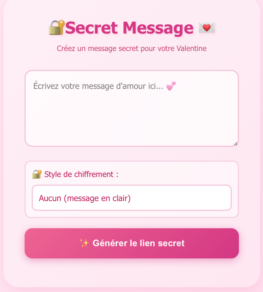Message secret codé Saint-Valentin