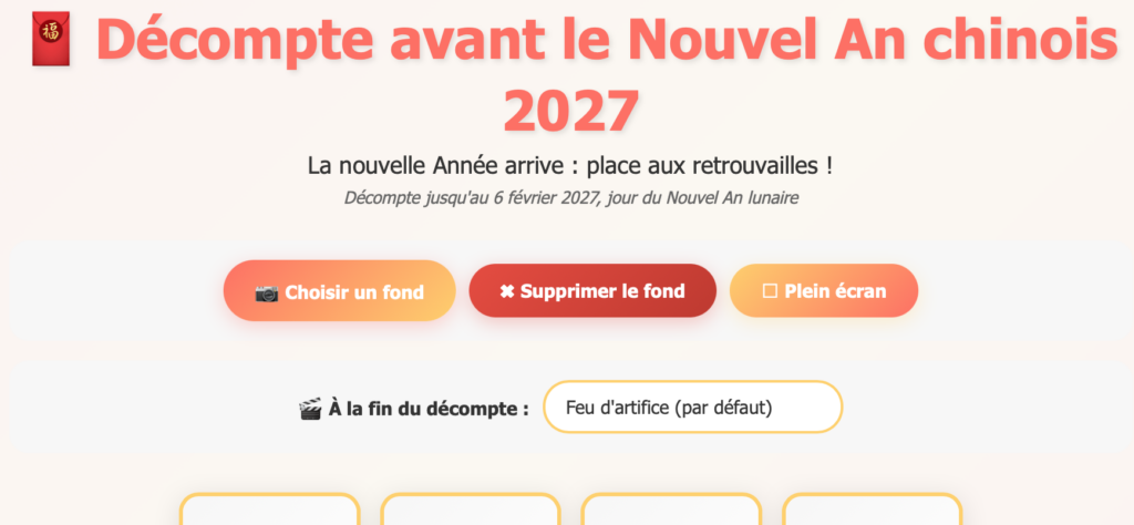 Compte Ă rebours personnalisable nouvel an chinois 2027