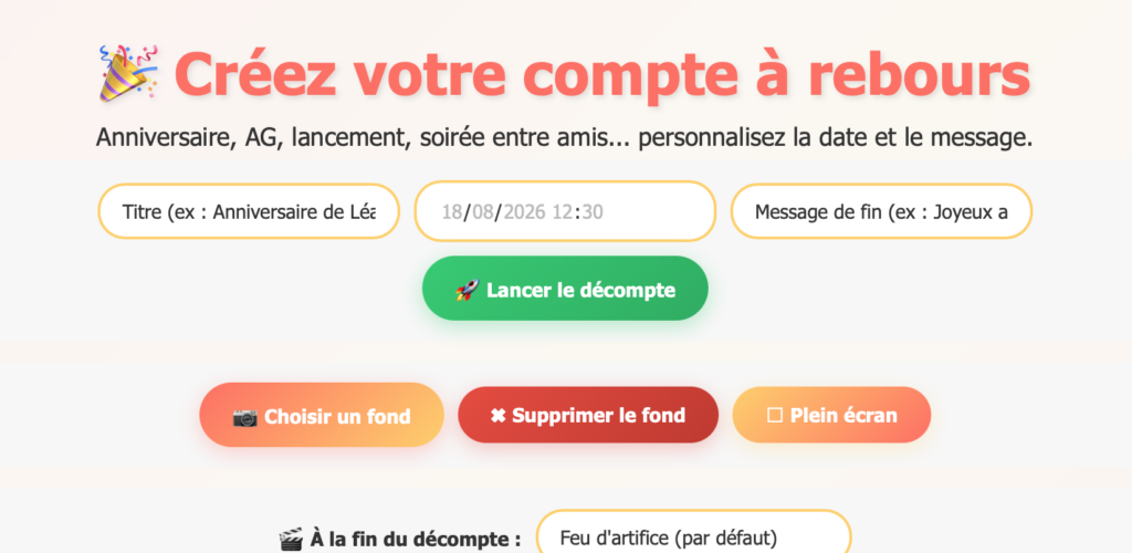 Compte à rebours personnalisé